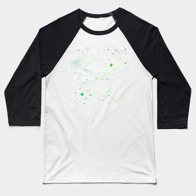 Green Galaxy Pattern Baseball T-Shirt by VictoriaLehnard